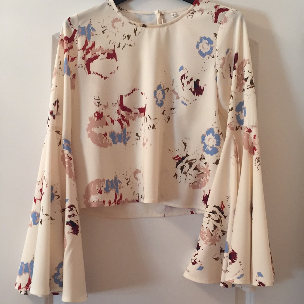 Elegant floral bell sleeve woman's rachel  blouse